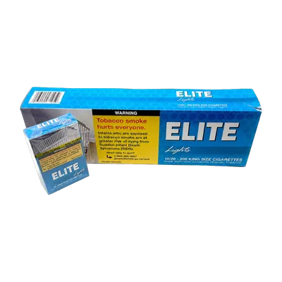 Elite Lights cigarettes carton, 200 king size